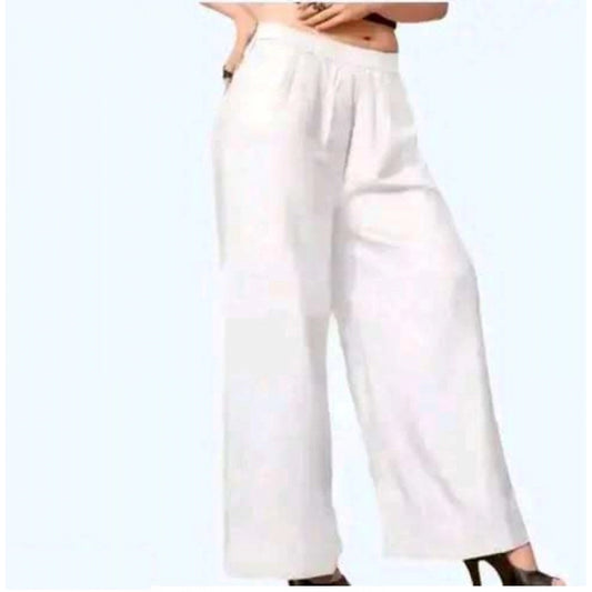 Generic Women's Casual Rayon Solid Ankle Length Palazzo (White, Free Size)